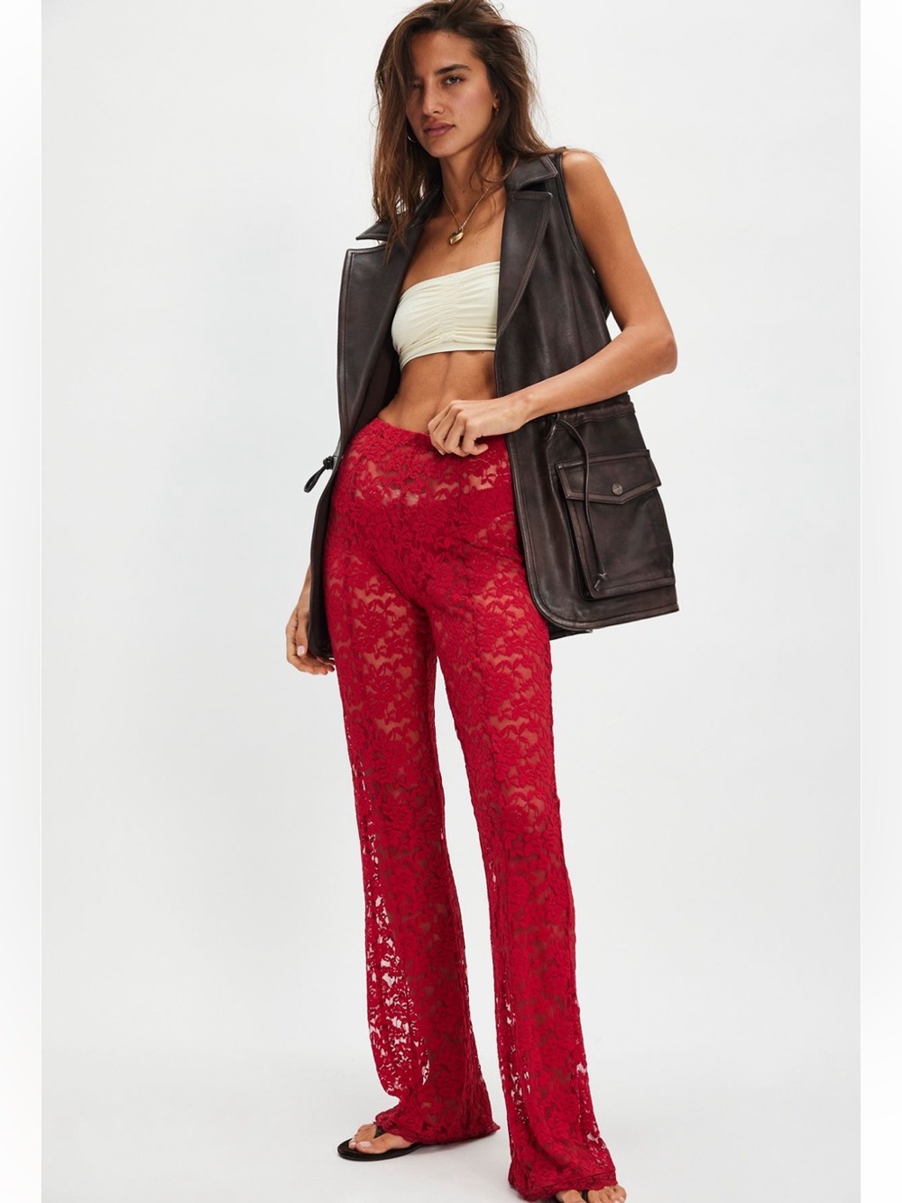 Free People Ownley Red Lace Tank - Picture 6 of 8